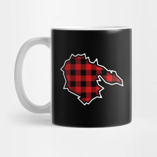 Hornby Island Silhouette in Plaid - Red and Black Pattern - Hornby Island Mug